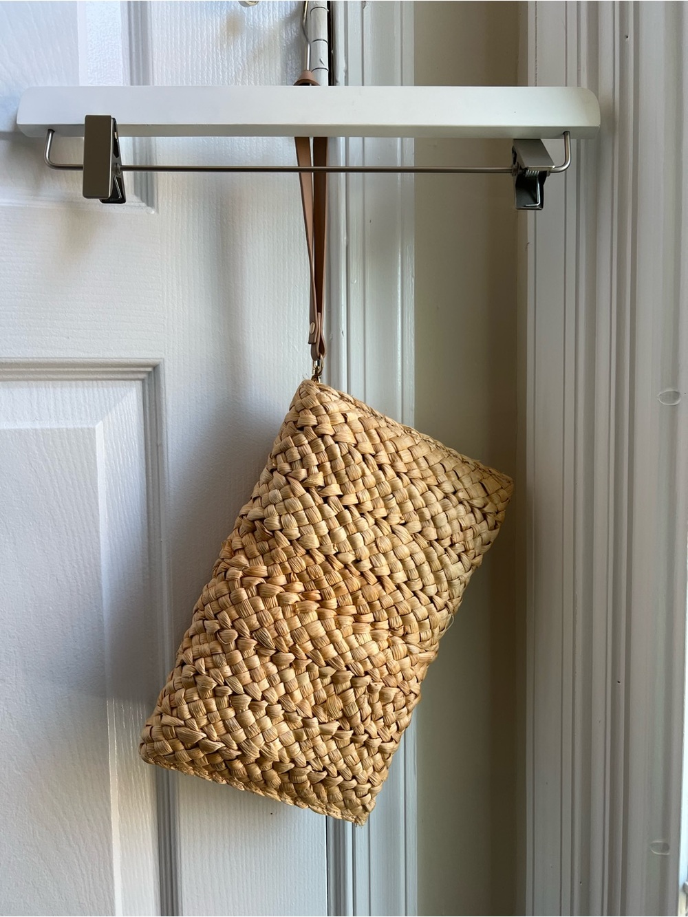 Natural Woven Straw Wristlet Clutch with Strap - Picture 4 of 8